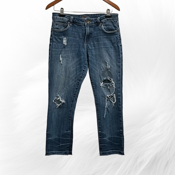 Kut From the Kloth Raw Hem Cropped Distressed Jeans Size 6 - Picture 1 of 8